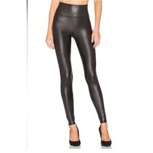 SPANX faux leather Black fabric leggings. Size Small.